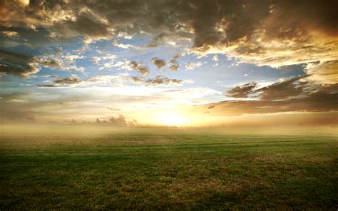 Download Grass Cloud Sky Fog Field Hdr Scenic Landscape Nature Sunrise