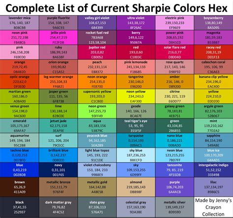 Printable Sharpie Color Chart Printable Word Searches
