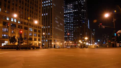 Driving A Chicago Street At Night Stock Footage Video 2020771