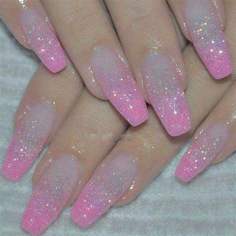 Pin By Sweet N Sad On Nailz Pink Sparkle Nails Ombre Nails Glitter