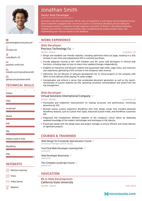 Organize your biotech resume properly. Web Developer Resume for 2020 - Guide & Examples