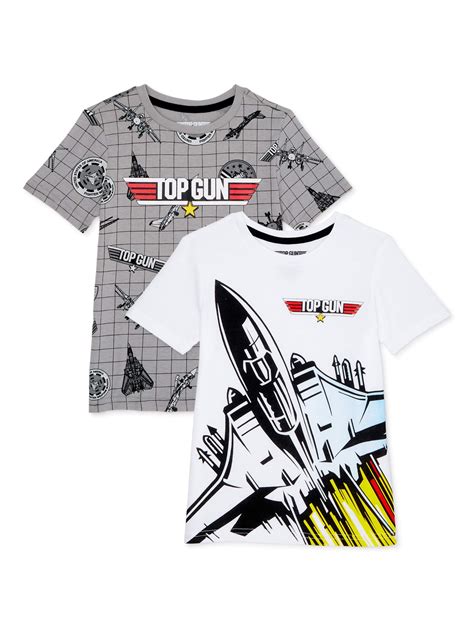 Top Gun Boys All Over Print Graphic Short Sleeve T Shirt 2 Pack Sizes