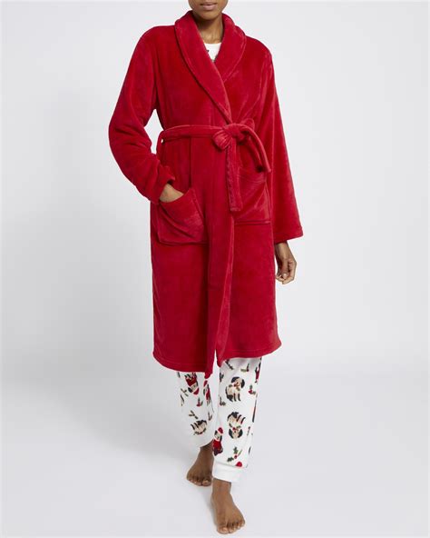 Dunnes Stores Red Fluffy Dressing Gown