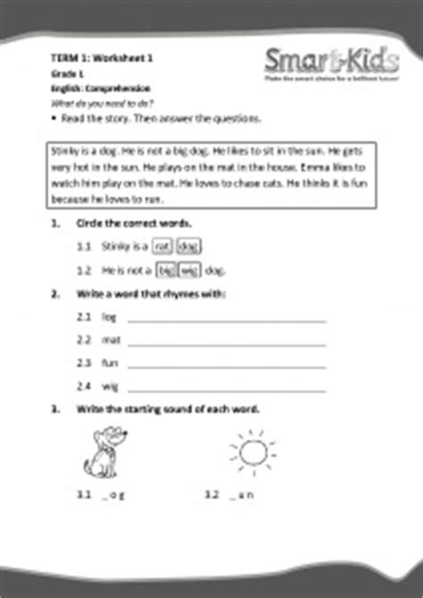 Learn from native speakers and increase vocabulary, making friends, and have fun! Grade 1 English Worksheet: Comprehension | Smartkids