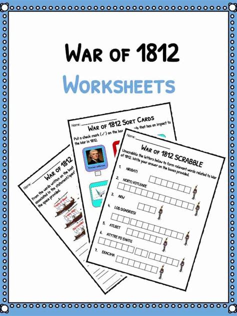 War Of 1812 Facts Information And Worksheets For Kids