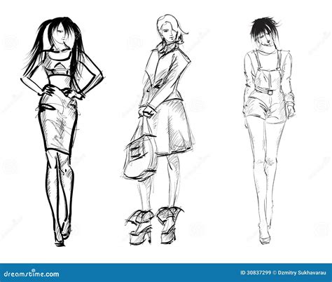 Sketch Fashion Girls Stock Vector Illustration Of Abstract 30837299