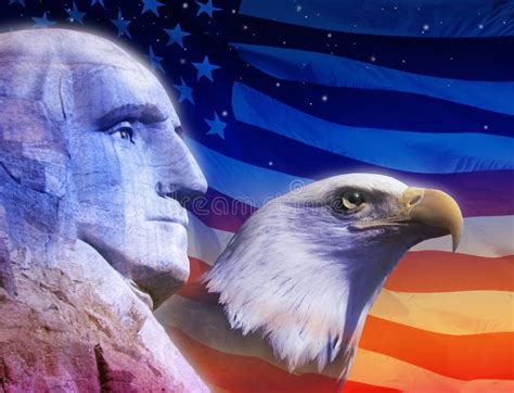 Profil Du Président George Washington Le Drapeau Américain Et Aigle