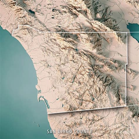 Topographic Map San Diego World Map Gray