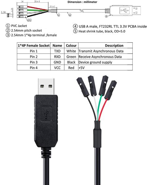 High Resolution Dtech Ftdi Usb To Ttl Serial 33v Adapter Cable Ft232rl Chip 6ft 18m Black Tx
