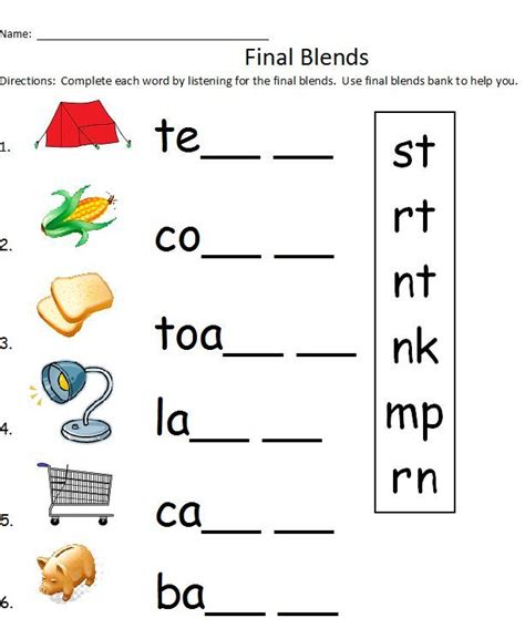 Ending Blends Interactive Worksheet 3rd Grade Consonant Blends