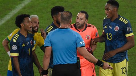 The 2021 copa america is the truer flight: Copa America: referee touches the ball on a goal action ...
