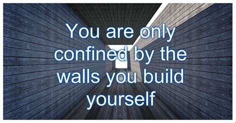 You Are Only Confined By The Walls You Build Yourself