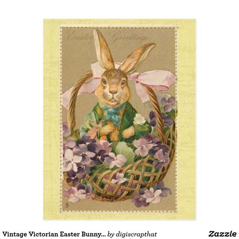 Vintage Victorian Easter Bunny Post Card Vintage Easter Easter Bunny