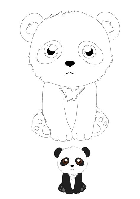 Kawaii Panda Coloring Page With Preview Panda Coloring Pages