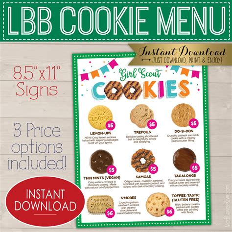 LBB Girl Scout Cookie Menu Instant Download Price Etsy