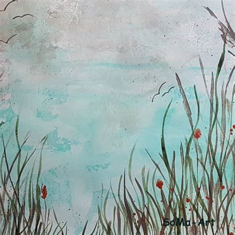 Original Acrylbild mit einer Landschaft an See, Wandbilder — ihr foto als designobjekt.