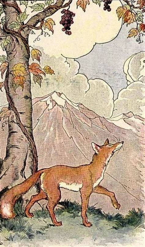 The Fox And The Grapes Vintage Image Fables Aesops Fables Aesop
