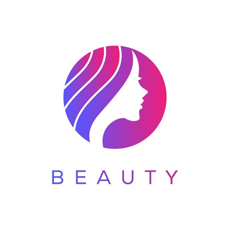 Beautiful woman's face with long hair logo design template. by linimasa
