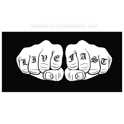 Live Fast Knuckle Tattoo Ai Royalty Free Stock Svg Vector