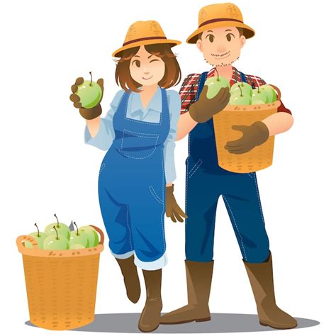 Premium Vector Couple Of Farmer Illustration In Occupation Concept