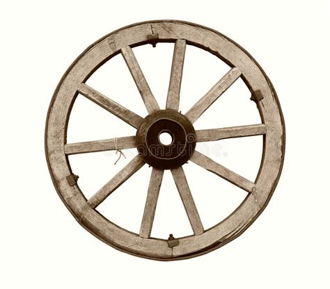Vintage Wooden Wagon Wheel Isolated Stock Photo Image Of Retro