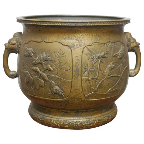 Japanese Bronze Meiji Period Urn Planter Japanese Bronze Urn