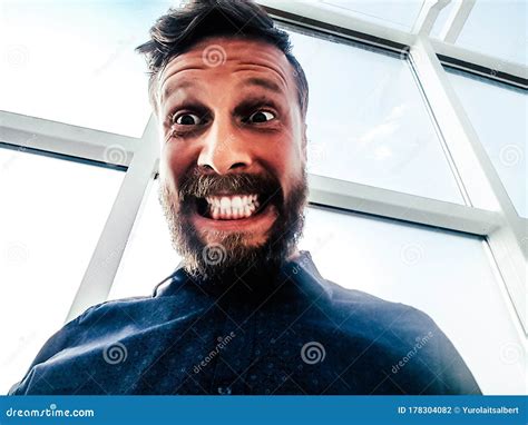 Handsome Bearded Man With A Toothy Smile Stock Photo Image Of
