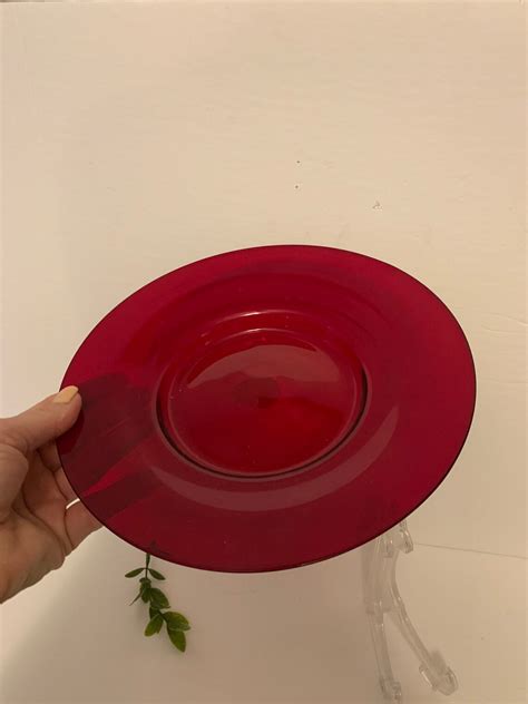Vintage Hand Blown Red Glass 10 Serving Plate Mexican Red Etsy