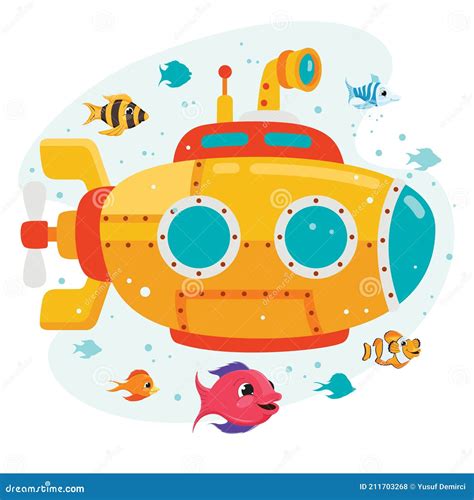Submarino De Dibujos Animados Bajo El Mar Ilustraci N Del Vector