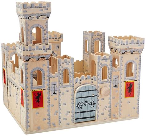 Melissa And Doug Deluxe Folding Medieval Wooden Castle Hinged For Comp
