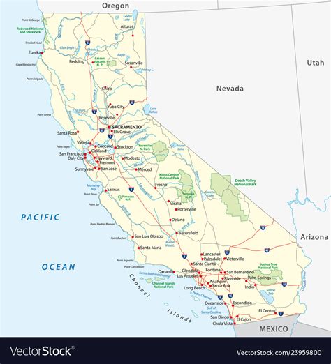 California Road Map Royalty Free Vector Image Vectorstock