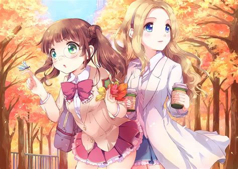 Original Anime Girl Autumn Cute Beautiful Dress Long Hair Wallpaper 1450x1037 818959