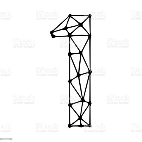 Polygonales Symbol Nummer 1 Clipart Isoliert Auf Weißem Hintergrund
