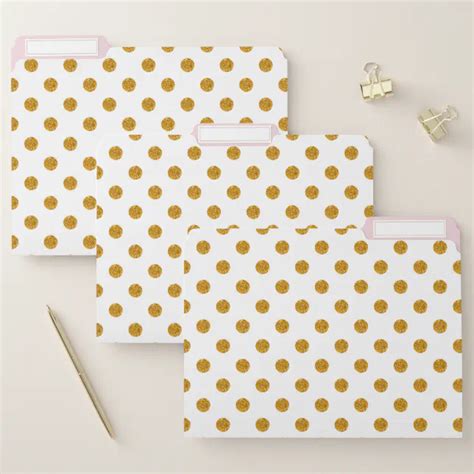 Gold Glitter Polka Dots File Folders Zazzle