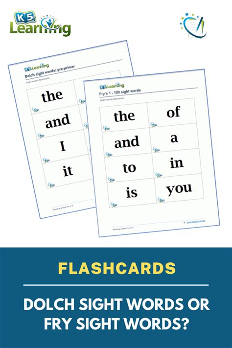 K5 Adds Free And Printable Dolch And Fry Sight Words Flashcards K5