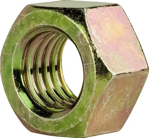 5 16 24 Grade 8 Finished Hex Nuts Electro Zinc Plated Steel Yellow Chromate