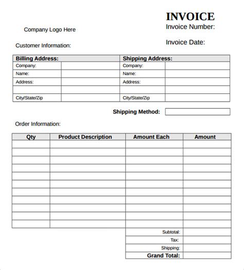 Simple Invoice Template Pdf Printable Receipt Template Simple Invoice
