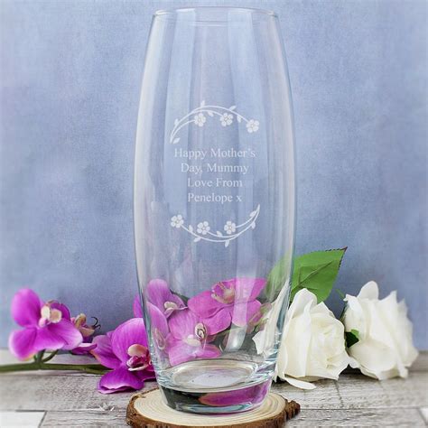 Personalised Floral Bullet Vase Engraved Vase Perfect T Etsy