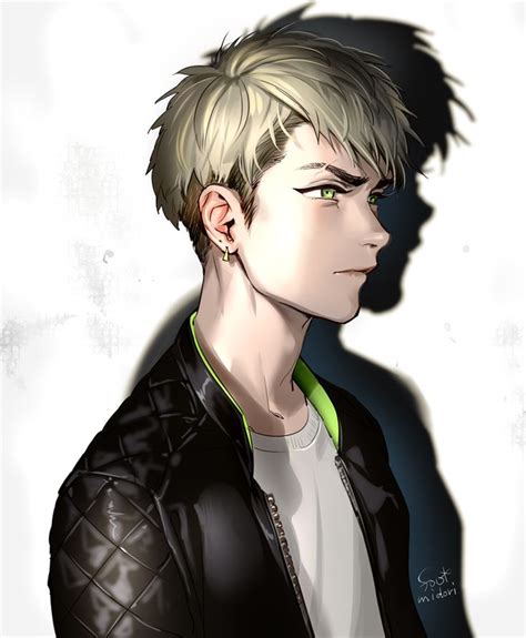 Animeboy Greeneyes Blondehair Jacket Anime Boy Hair Anime