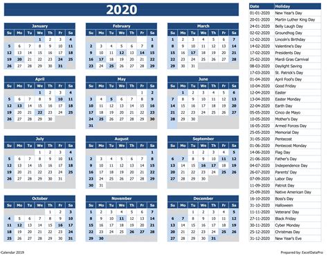 2020 Calendar Excel Templates Printable Pdfs Images Exceldatapro