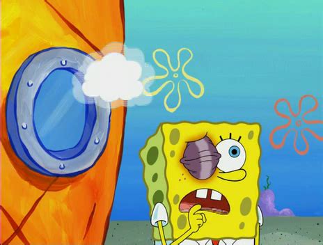 Spongebob tells lies about his black eye to cover up his embarrassing accident. SpongeBuddy Mania - SpongeBob Episode - Blackened Sponge