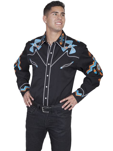 Pungo Ridge Scully Mens Ls Western Shirt Wphoenix Embroidery