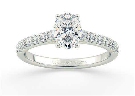 One Carat Lab Grown Oval Diamond Set Diamond Engagement Ring In 18k