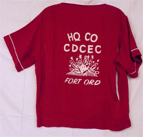 Vintage Military Fort Ord Rayon Bowling Shirt Mens Endangered