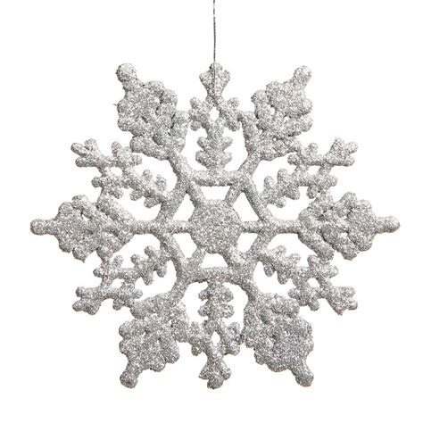 8 Inch Silver Glitter Snowflake Ornament Set Of 12 M101607