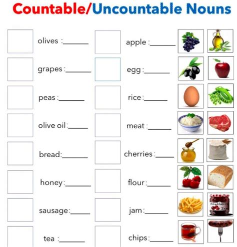 Countable And Uncountable Nouns Interactive Worksheet For Cuarto De