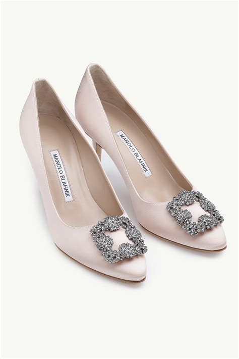 Manolo Blahnik Hangisi Cm Pumps In Dark Nude Satin With Dark Crystal