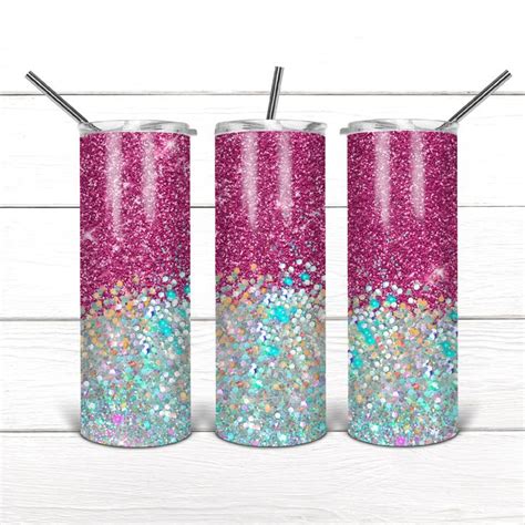 20 Oz Skinny Tumbler Pink Glitter Wrap Tapered Straight Etsy In 2021