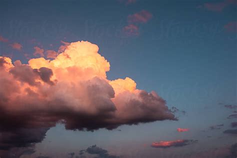 Cumulus Clouds At Sunset Stocksy United Photography Sky Clouds