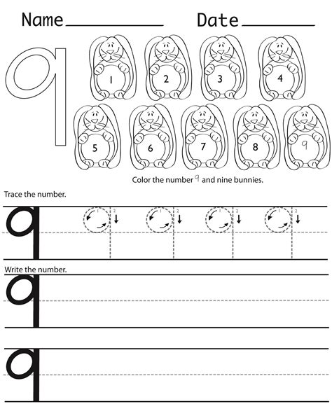 Number 9 Worksheets To Print Activity Shelter